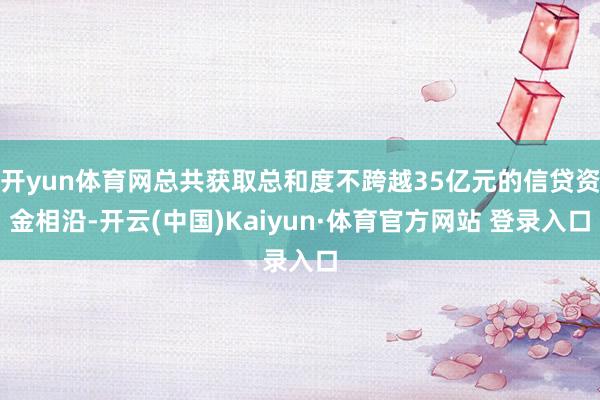 开yun体育网总共获取总和度不跨越35亿元的信贷资金相沿-开云(中国)Kaiyun·体育官方网站 登录入口