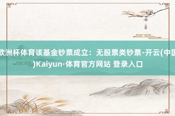 欧洲杯体育该基金钞票成立：无股票类钞票-开云(中国)Kaiyun·体育官方网站 登录入口