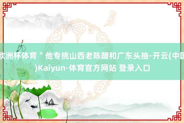 欧洲杯体育＂他专挑山西老陈醋和广东头抽-开云(中国)Kaiyun·体育官方网站 登录入口