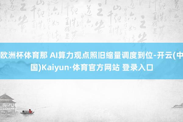 欧洲杯体育那 AI算力观点照旧缩量调度到位-开云(中国)Kaiyun·体育官方网站 登录入口