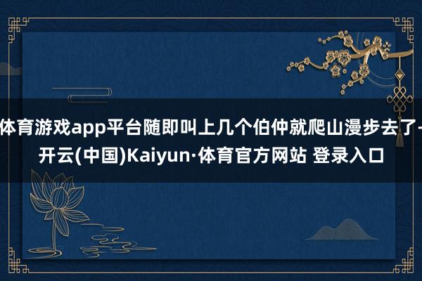 体育游戏app平台随即叫上几个伯仲就爬山漫步去了-开云(中国)Kaiyun·体育官方网站 登录入口