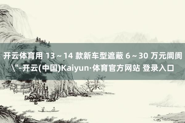 开云体育用 13～14 款新车型遮蔽 6～30 万元阛阓＂-