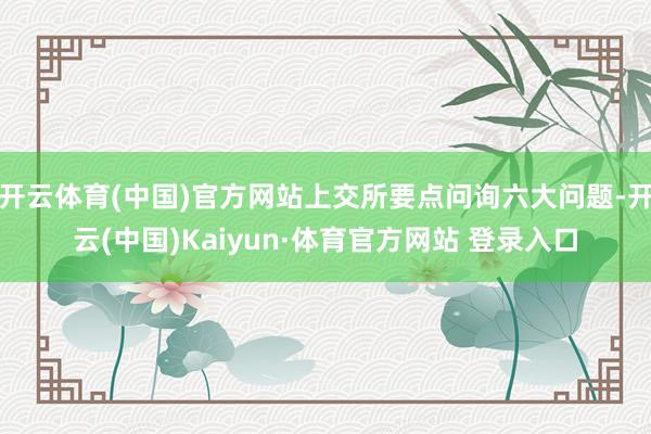 开云体育(中国)官方网站上交所要点问询六大问题-开云(中国)Kaiyun·体育官方网站 登录入口